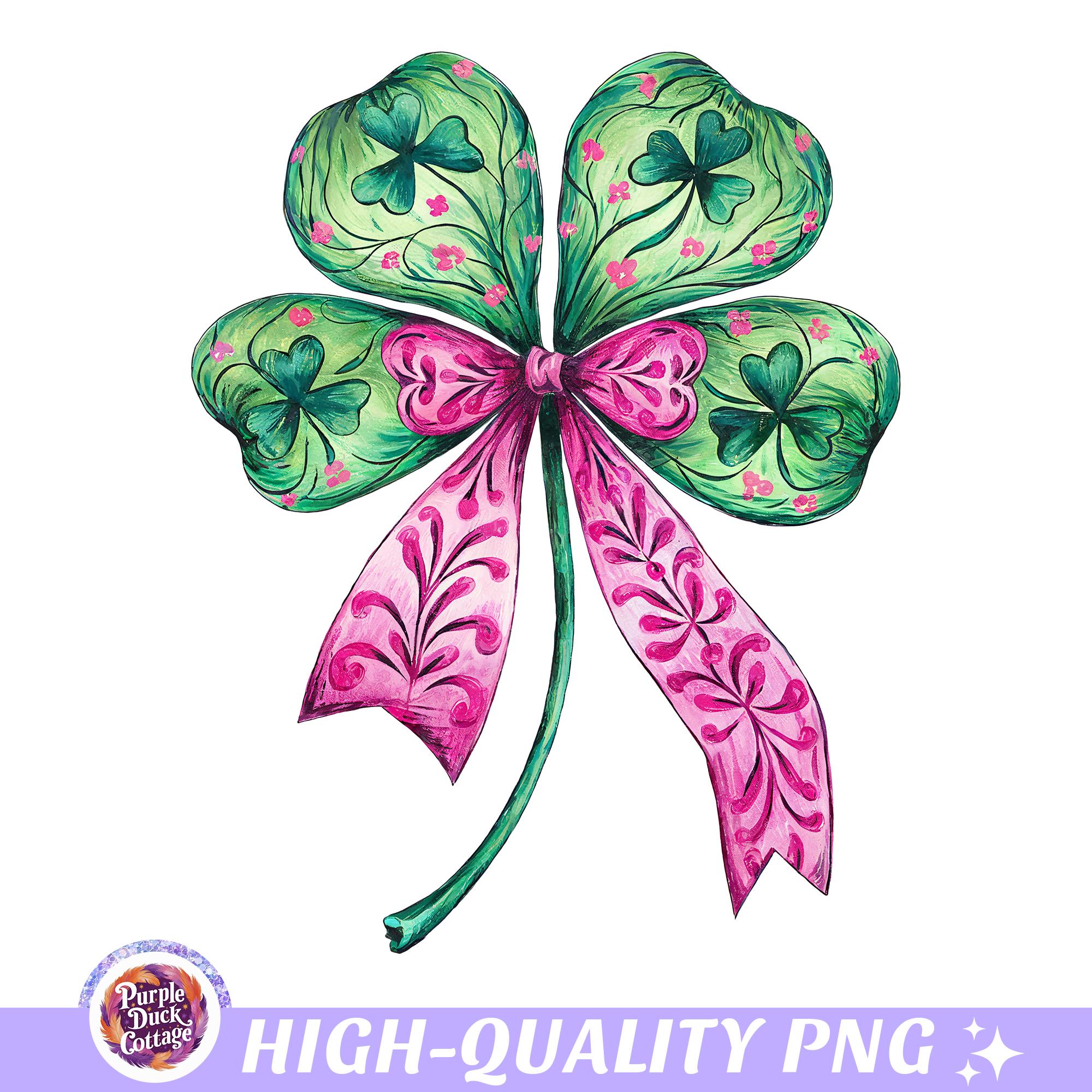 Shamrock Png St Patricks Day Clover Png Coquette Bow Clover Design St Patty Day Sublimation Png Lucky Shamrock Design Girly Lucky Shirt Png