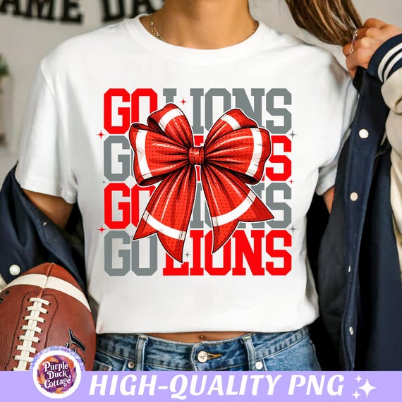 Lions Game Day Mom PNG Sport Coquette Bow PNG Game Season PNG Girl Sport Sublimation Design College Sport Team Png Mama Sport Shirt Png Dtf