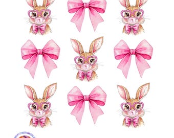 Easter Bunny Coquette Png Easter Bunny Png Coquette Bow Png Watercolor Easter Bunny Png Easter Shirt Design Girls Easter Png Easter Vibe Png
