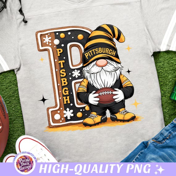 Pittsburgh Christmas Football PNG Steelers Football Shirt PNG Game Day Sublimation Design Christmas Gnome Football Season PNG Team Sport Png