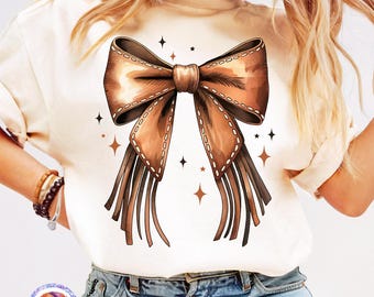 Western Cowgirl-rosett PNG-läderrosettdesign Coquette Cowgirl Western-skjorta Sublimering Trendig Western Mom-tryck Preppy Cowgirl Wild West-present