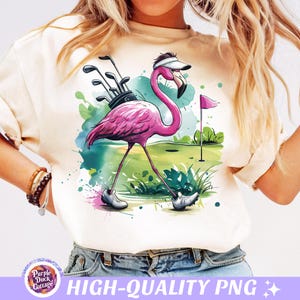 Flamingo Golf PNG Funny Golfing Shirt Design Golf Lover Gift Sublimation Girl Golf Print Golfing Sport PNG Preppy Golf Day Digital Download
