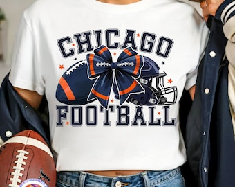 Chicago Football PNG Bears Game Day Football Shirt PNG Mom Football Coquette Bow Sport Png Bears Sublimation Touchdown Season Design DTF Bow