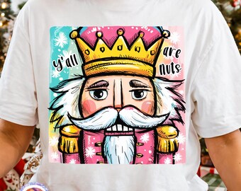 Aquarel notenkraker png preppy kerst png coquette merry christmas vakantie shirt png winter sublimatie dit is het seizoen png xmas dtf