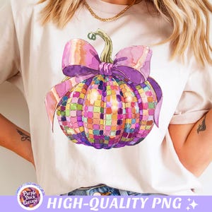 Disco Ball Pumpkin Png, Coquette Pumpkin Png, Modny Jesienny Design, Estetyczny Png, Sezon Dyniowy Png, Jesienna Sublimacja, Jesienna Mama Png