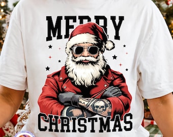 Rock Santa PNG Merry Christmas Santa Holiday Shirt PNG Funny Santa Claus Christmas Winter Sublimation Design Tis the Season Png Dad Xmas Dtf