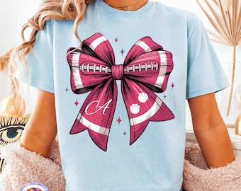 Alabama Coquette Football PNG Bama Football Bow Game Day Shirt PNG Football Mom Sport Sublimation Design Roll Tide College Football Shirt
