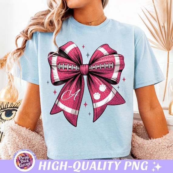 Alabama Coquette Football PNG Bama Football Bow Game Day Shirt PNG Football Mom Sport Sublimation Design Roll Tide College Football Shirt
