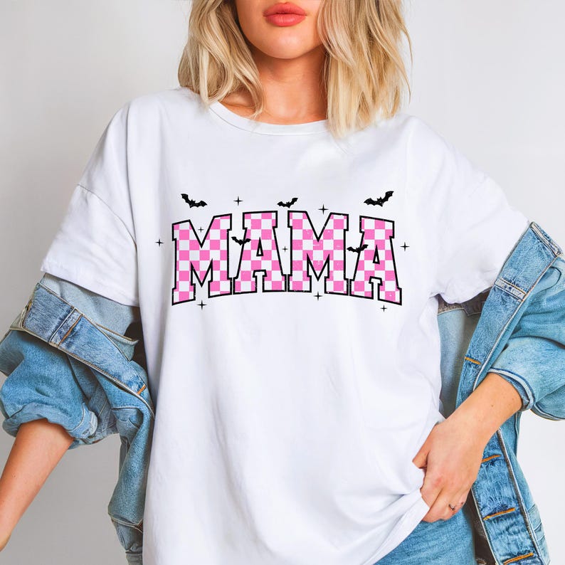 Halloween Mama Png, Mama TShirt Png, Trendy Halloween Png, Checkered Png, Mom Life Png, Varsity Png, Retro Png, Spooky Season Png, Fall Mama Png, Bat Halloween, Retro Mama Png, Pastel Halloween, Girly Halloween Png.