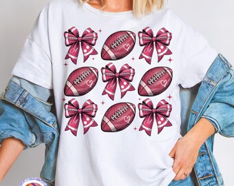 Alabama Coquette Football PNG Bama Roll Tide Football Bow Shirt PNG Football Mom Png Crimson Roll Tide College Football Sport Bow Design PNG