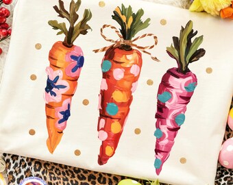 Happy Easter Carrot Coquette PNG Preppy Easter PNG Spring Shirt Png Hand Painted Easter Sublimation Designs Girls Kids Easter Dtf Download