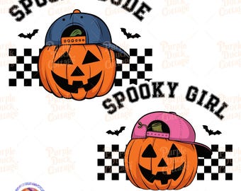 Spooky Dude Spooky Girl Png Svg Boy Girl Halloween Png Bundle Pumpkin Face Halloween Png Svg Spooky Season Svg Fall Kids Sublimation Designs