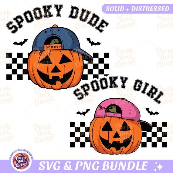 Spooky Dude Spooky Girl Png Svg Boy Girl Halloween Png Bundle Pumpkin Face Halloween Png Svg Spooky Season Svg Fall Kids Sublimation Designs