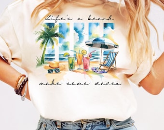 Life's A Beach Make Some Waves Png, Funny Summer Png, Summer Vibes Png, Funny Beach Png, Beach Scene Png, Beach Cocktails Png, Coastal Png
