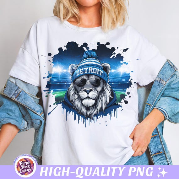 Lions Football PNG Detroit Game Day Shirt Design Lion Sport Team Sublimation Trendy Football Fan Print Gift Vintage Detroit Sport PNG Design