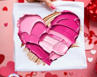 Hand Painted Valentine Heart PNG Brushstroke Valentines Day Png Coquette Valentine Shirt PNG XoXo Preppy Png Trending Sublimation DTF Design