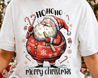 Santa Ho Ho Ho PNG Merry Christmas Holiday Shirt PNG Retro Santa Claus Christmas PNG Winter Sublimation Tis the Season Png Santa Xmas Dtf