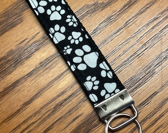 Black with Paw Prints Wristlet