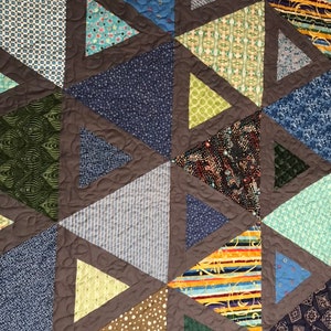 Modern triangles Lap quilt, wall hanging, 46&quot;x60&quot;