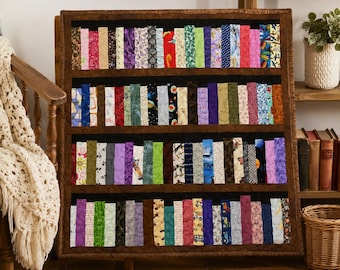 Bookshelf Quilt Wall Hanging | Handmade Library Quilt | Book Lover Decor | Reading Nook Quilt | Made to Order Quilt | 36 x 36