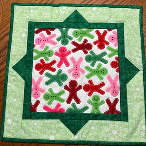 Christmas Table Topper, gingerbread table runner, 14” x 14”, gift for Christmas