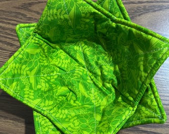 Green Cotton Bowl Cozies, Set of 2 (8" Square), free shipping