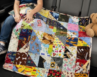 I Spy Quilt, 31”x31”, Handmade Kids Quilt, many different Fabric Blocks, Learning Game Quilt, Gift for Kids, free shipping