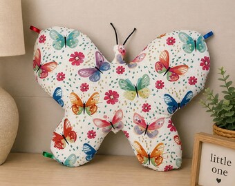 Handmade Butterfly Plush, Rainbow Butterfly Nursery Decor, Girls Room Decor, Baby Shower Gift