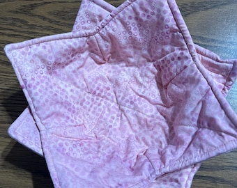 Pink Batik Bowl Cozies, Set of 2, great gift, 8” square, free shipping