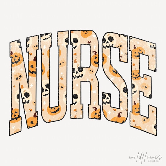 Cute Halloween Nurse PNG | Distressed & Non-Distressed Versions | Spooky Nurse Life Design | Fall Healthcare Worker Graphic Digital Download
