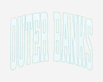 Outer Banks PNG | Blue Distressed & Non-Distressed Collegiate Varsity Text | Beach Town Digital Design | Coastal Apparel Graphic Download