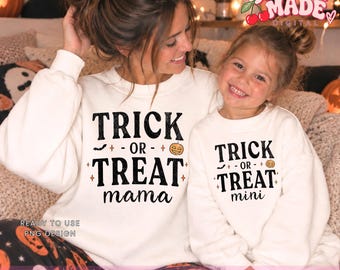 Trick or Treat Mama Mini PNG Bundle, Matching Halloween Mom and Mini Design, Distressed and Non Distressed Digital Download