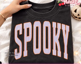 PNG con rayas espeluznantes / Diseño de Halloween desgastado / Descarga digital retro y adorable para la temporada de Halloween / Gráfico de sublimación de otoño para manualidades DIY