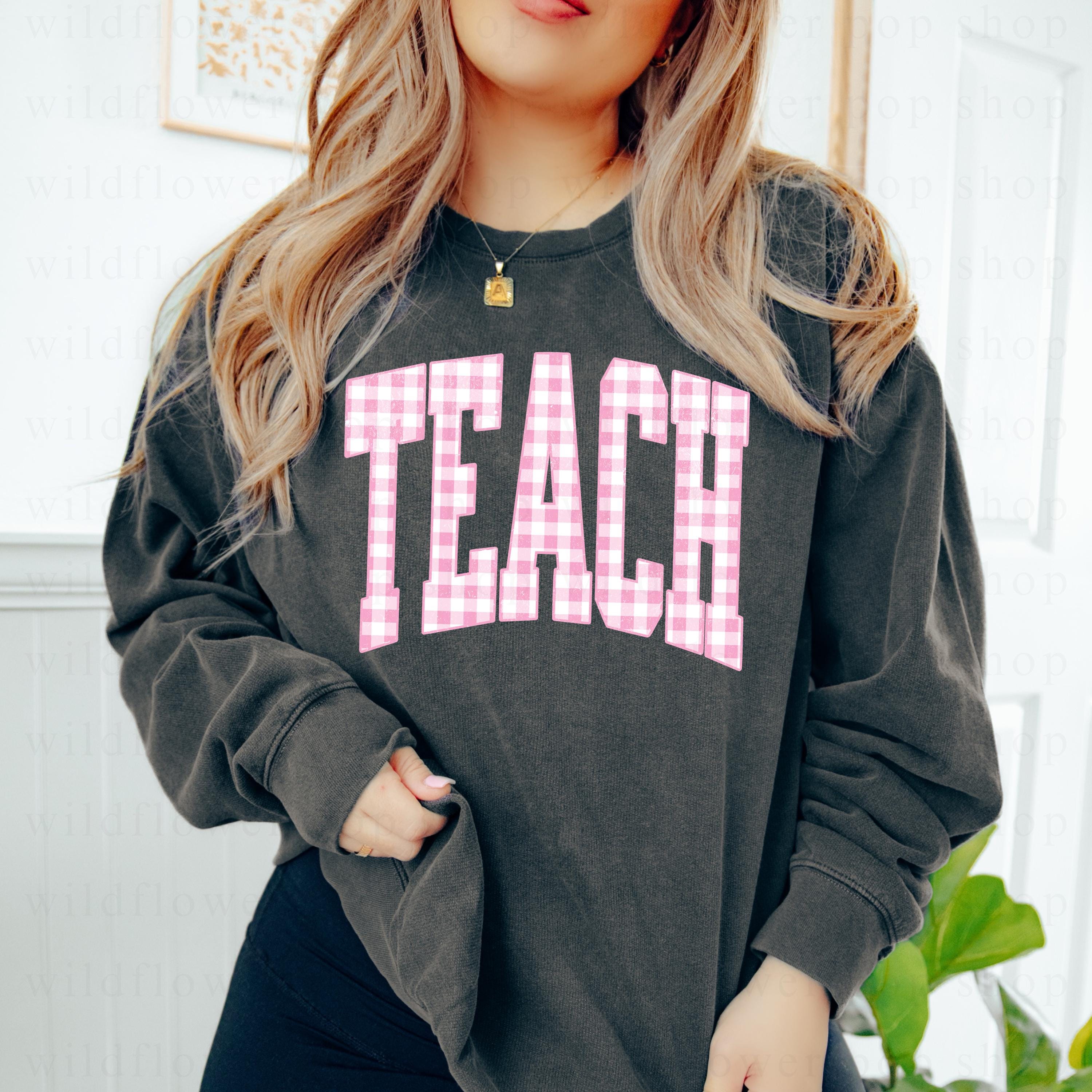 Teach PNG Pink Gingham Pattern | Distressed & Non-distressed Teacher ...