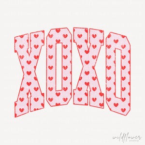 XOXO Alla hjärtans dag PNG | Hjärtfylld Distressed & Non-Distressed | Söt Coquette Alla hjärtans dag digital nedladdning för skjortor, muggar och presenter