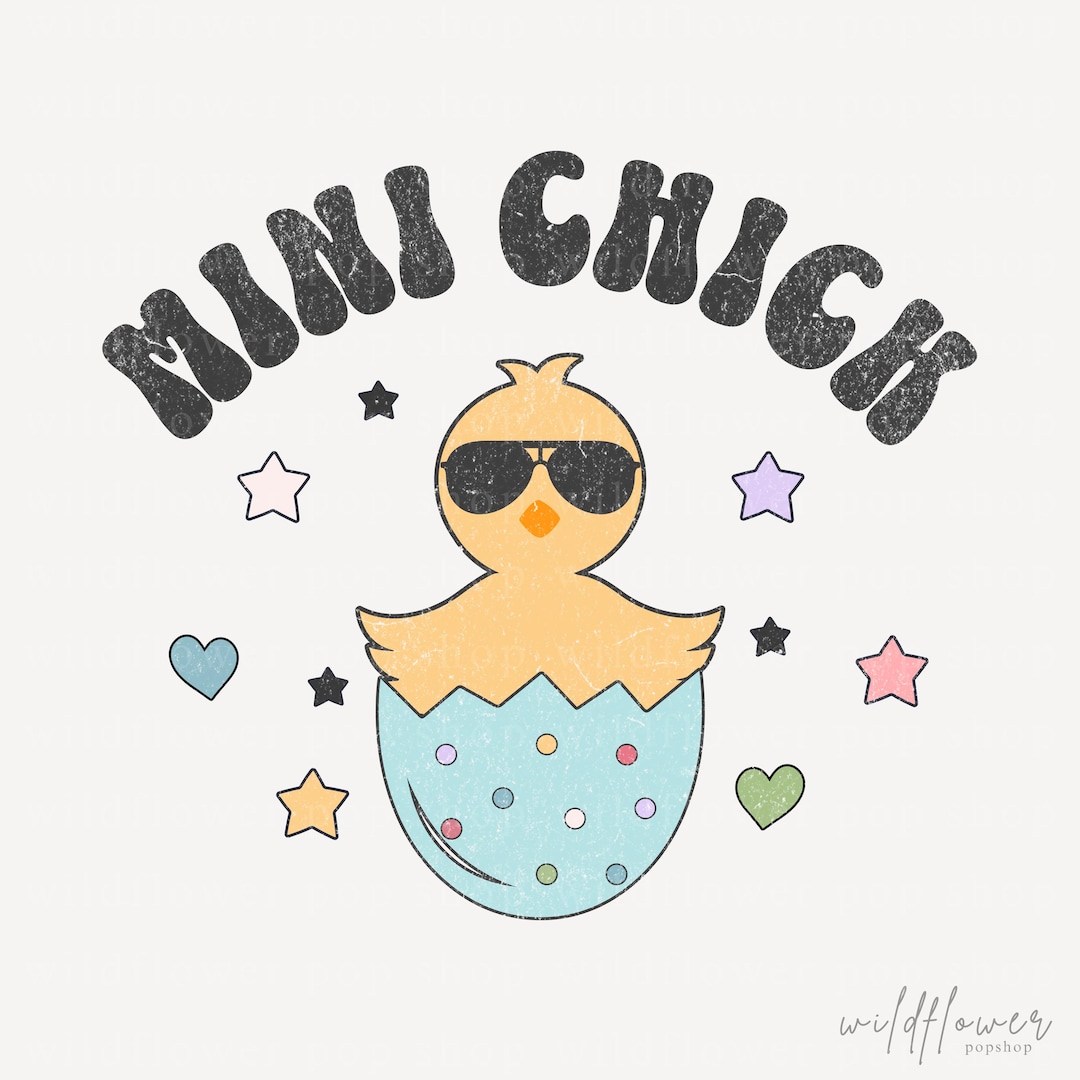 MINI CHICK PNG | Distressed Easter Text Design | Cute Spring Matching ...
