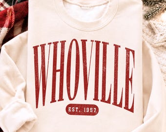 Whoville Est 1957 PNG, Christmas Varsity Holiday Design, Distressed and Non Distressed PNG, Digital Download for Personal or Commercial Use