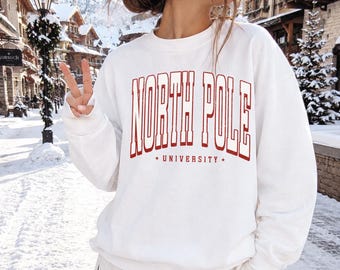 North Pole University PNG, Christmas Collegiate Varsity Design, Distressed and Non Distressed PNG, Personal or Commercial Use