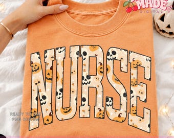 Cute Halloween Nurse PNG | Distressed & Non-Distressed Versions | Spooky Nurse Life Design | Fall Healthcare Worker Graphic Digital Download