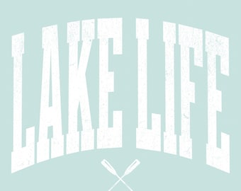 Lake Life wit noodlijdend png-bestand | Minimale collegiale zomerafbeelding | Digitale download voor T-shirts en hoodies | Commercieel gebruik