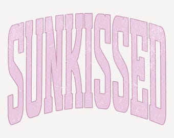 Sunkissed PNG | Purple Distressed Summer Graphic | Beach Aesthetic Retro Text Design | Digital Download for Apparel & Crafts