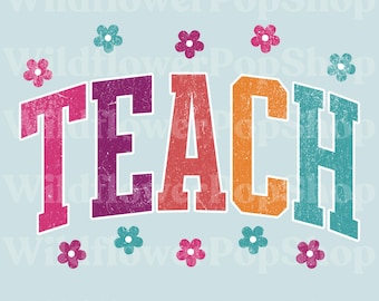 Leerling PNG | Bloemenontwerp voor leerkrachten | Versies met en zonder verweerde look | Afstudeercadeau voor de start van het schooljaar | Digitale clipart