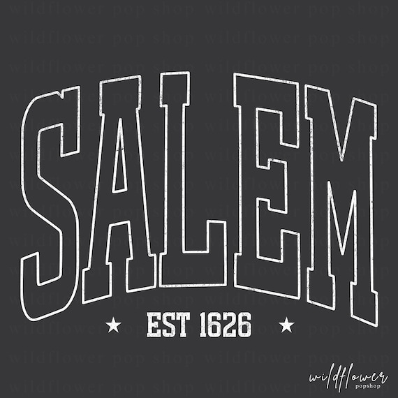 Salem EST 1626 PNG | Distressed & Non-Distressed Versions | Witchy Halloween Digital Download | Spooky Retro Text Design