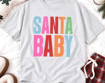 Santa Baby Christmas PNG, Colorful Cute Holiday Text Design, Distressed and Non Distressed PNG, Digital Download for Personal Commercial Use