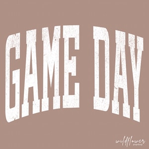 Game Day PNG | White Varsity Distressed Collegiate Style | Distressed Sports Graphic for Football Baseball Basketball | Digital Download