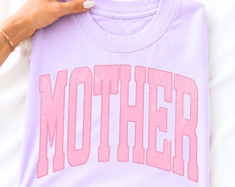 MOTHER Pink PNG | Distressed & Non-Distressed Varsity Collegiate Style Mom Design | Digital Download Mother's Day Png