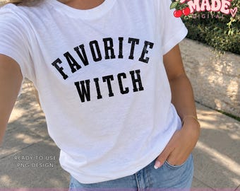 Favorite Witch PNG, Black Halloween Design, Cute Spooky Season Graphic, Distressed and Non Distressed Digital Download