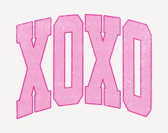 XOXO Pink PNG | Distressed & Non-Distressed Valentine’s Day Text Graphic | Cute Trendy Digital Download for Personal or Commercial Use