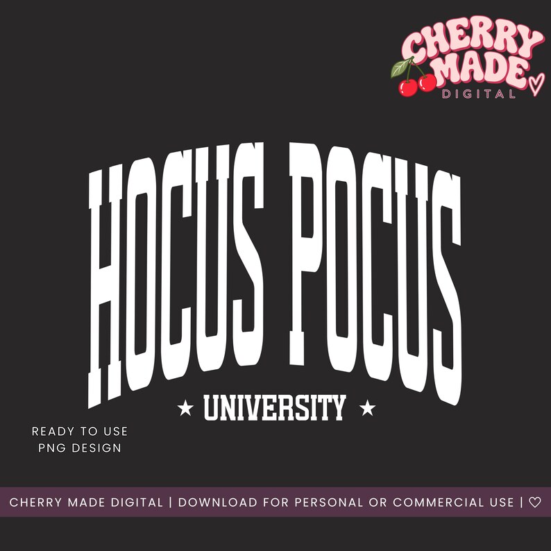 Hocus Pocus University PNG | Distressed & Non-Distressed Versions Witchy Halloween Digital Download Cute Spooky Retro Graphic for DIY Crafts image 3