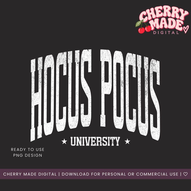 Hocus Pocus University PNG | Distressed & Non-Distressed Versions Witchy Halloween Digital Download Cute Spooky Retro Graphic for DIY Crafts image 4